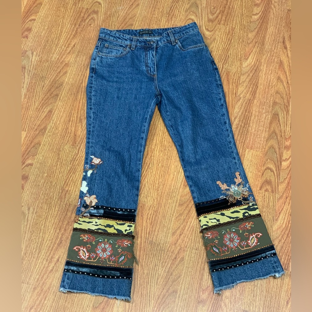 Amazing Vintage Etro Embroidered Boho Paisley Bootcut Flare Jeans - Picture 4 of 14